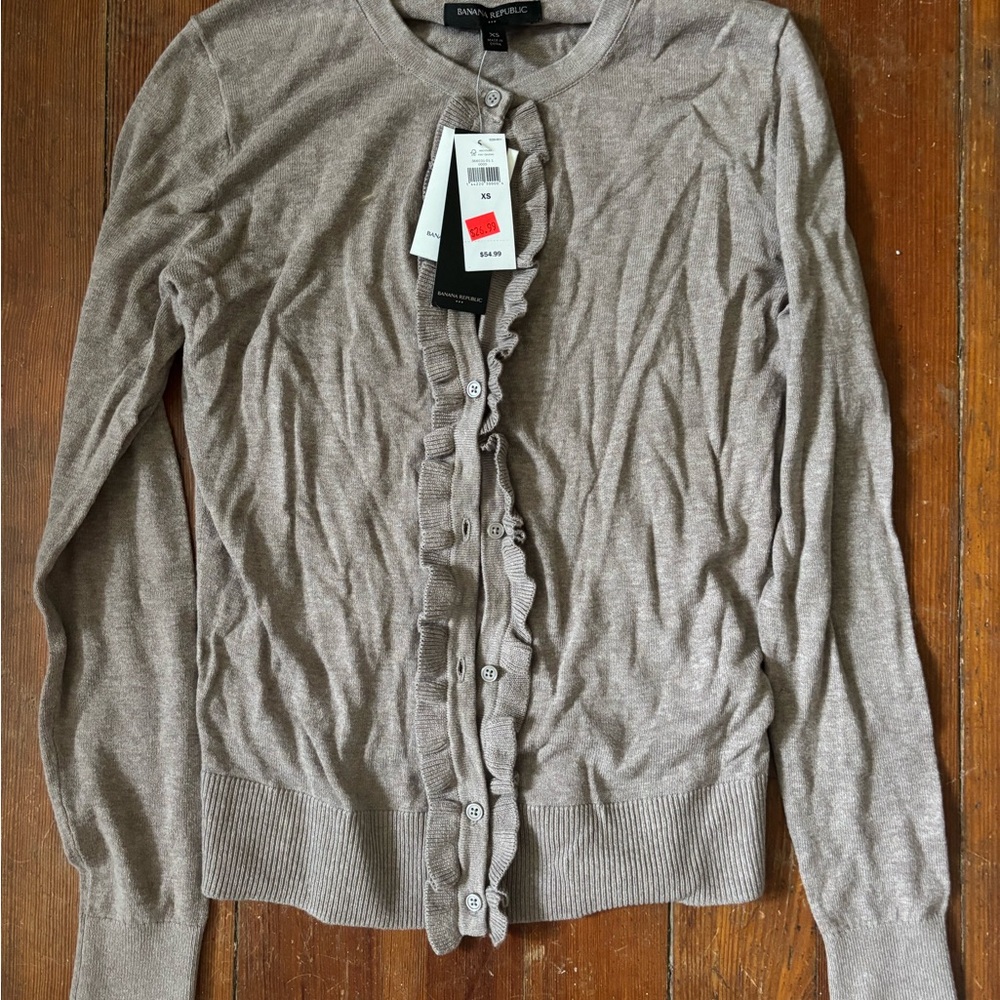Banana Republic Women's Ruffled Cardigan in Taupe